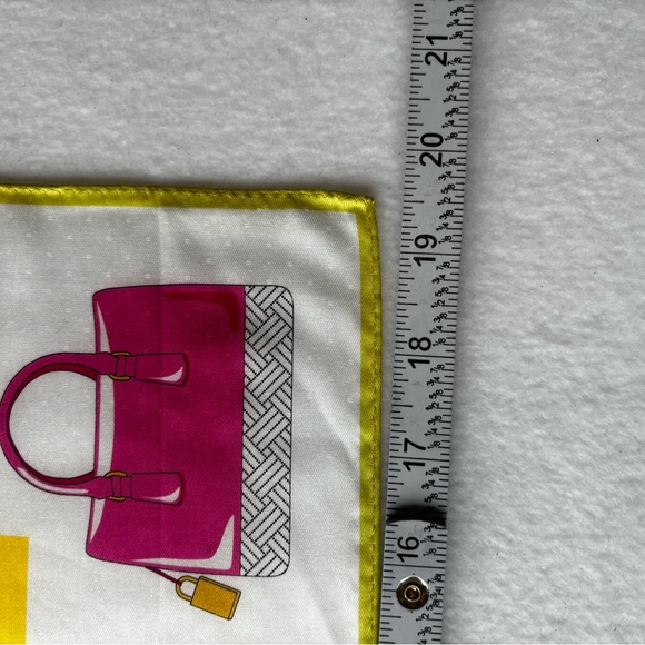 NWT Furla Handbag Print Cotton Scarf 20.5” Square Japan Made Yellow Multicolor - Picture 5 of 6